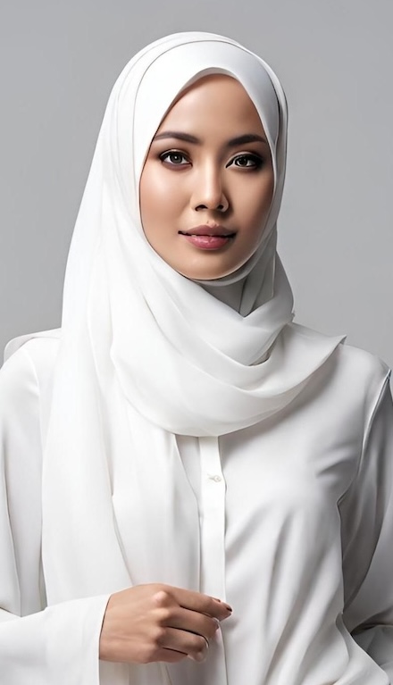 A Muslimah model wearing khaki top